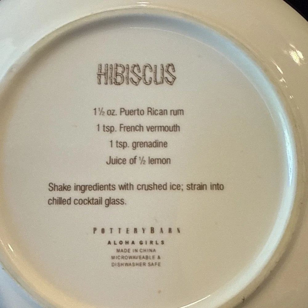 Pottery Barn Aloha Girls Salad‎ Plate Plates Set Of 2 Hibiscus Hurricane 8 Inch